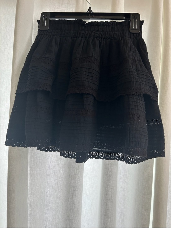 Day + Moon Dresses & Skirts - Black Day + Moon Tiered Lace-Trim Mini Skirt